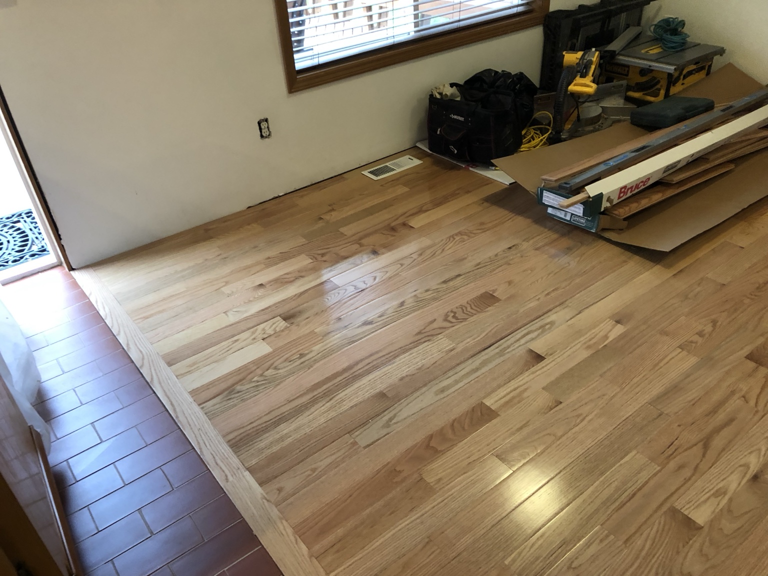 Light hardwood flooring installation